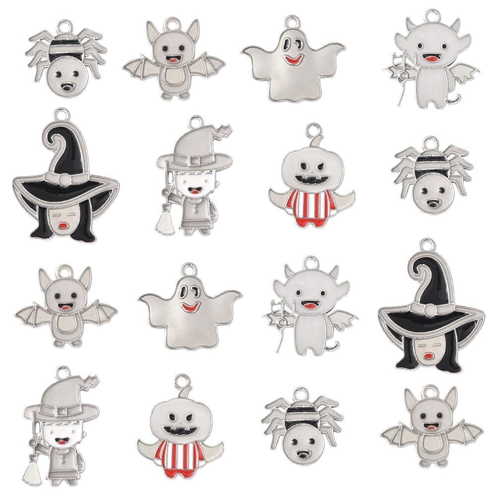 2463 14Pcs Halloween Luminous Enamel Charms for Jewelry Making Glow in the